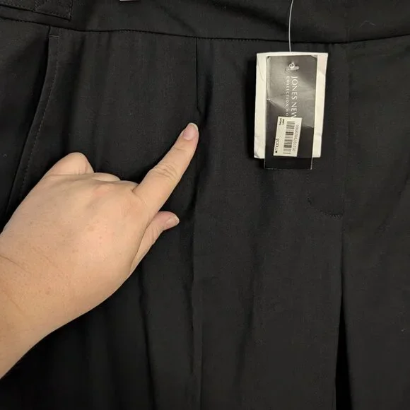 Jones New York Womens Black Stretch Slim Fit Pants 20WP Petite Runway Style - Picture 7 of 15